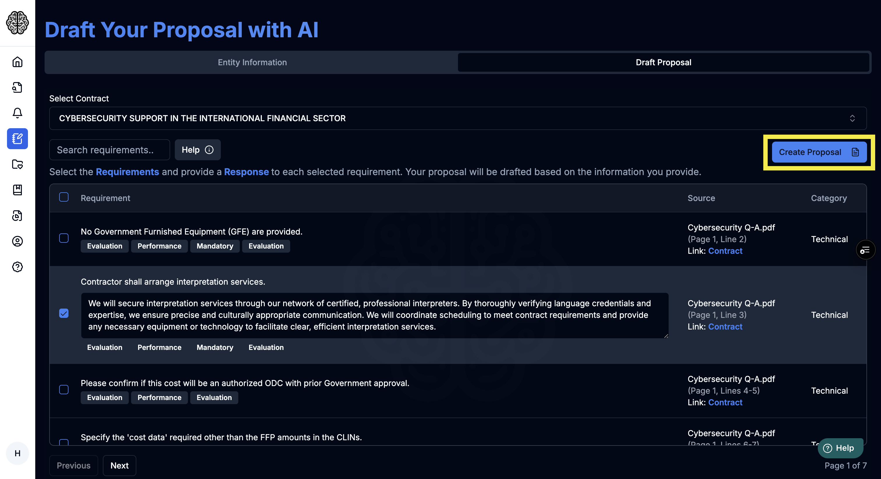 GovGPT Proposal Assistant Create Proposal