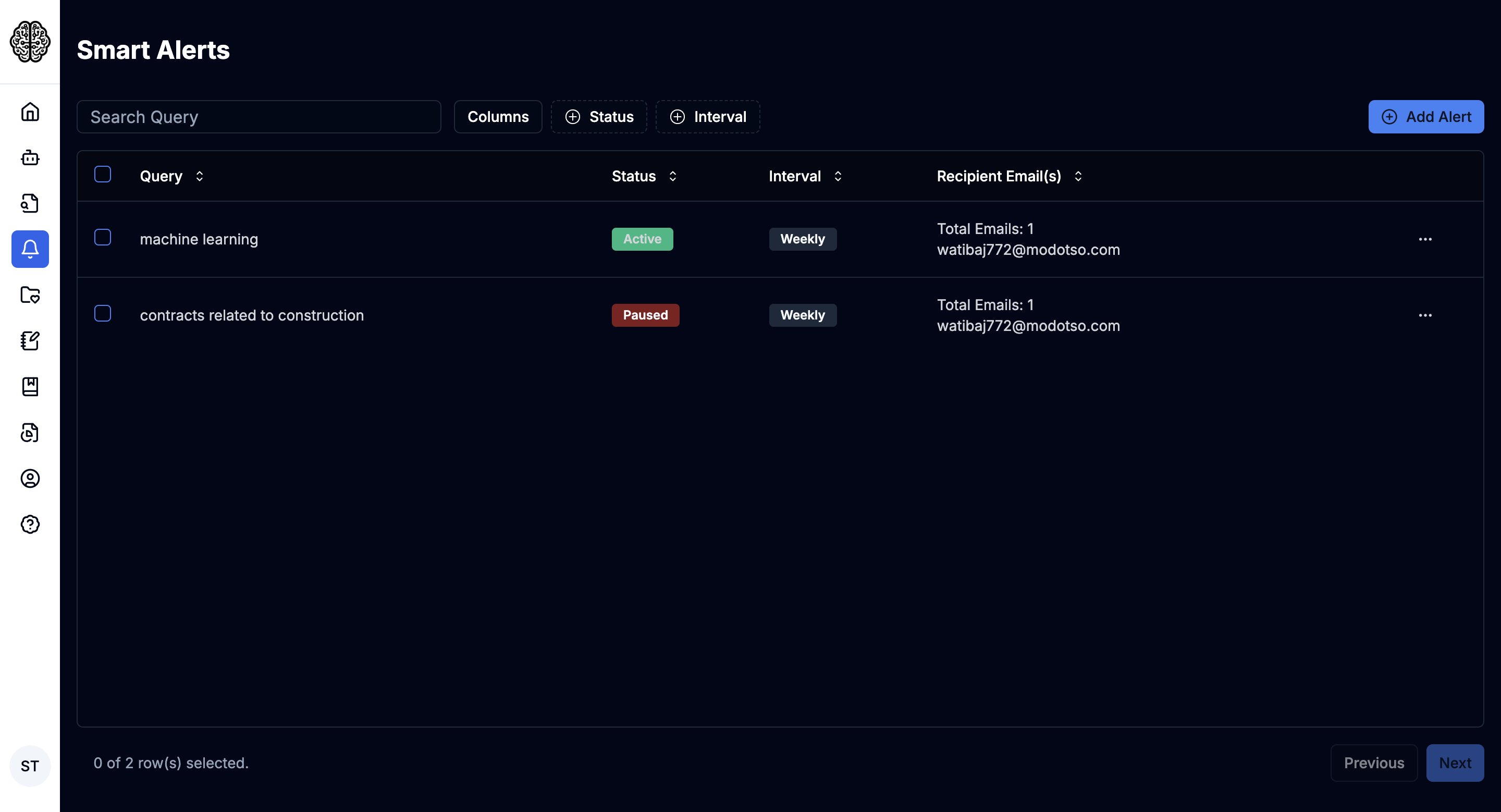 GovGPT Smart Alerts Table